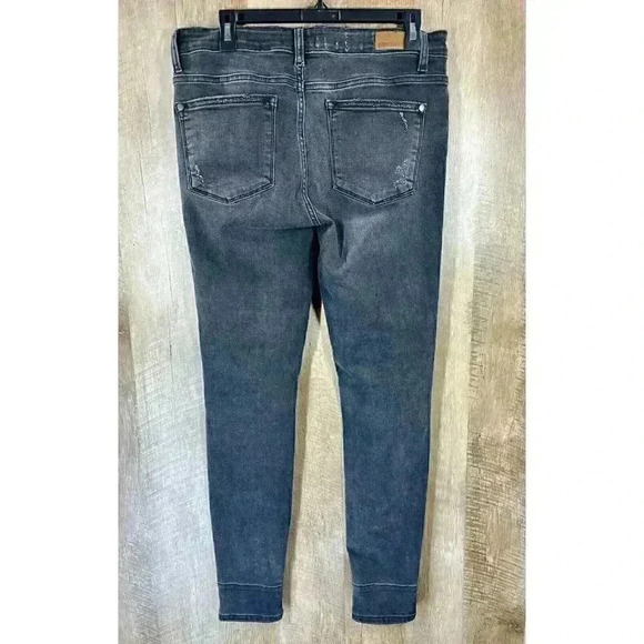 Judy Blue Jeans Skinny Fit 11/30 Black Mid Rise Buffalo Plaid Patch Distressed - Picture 4 of 9